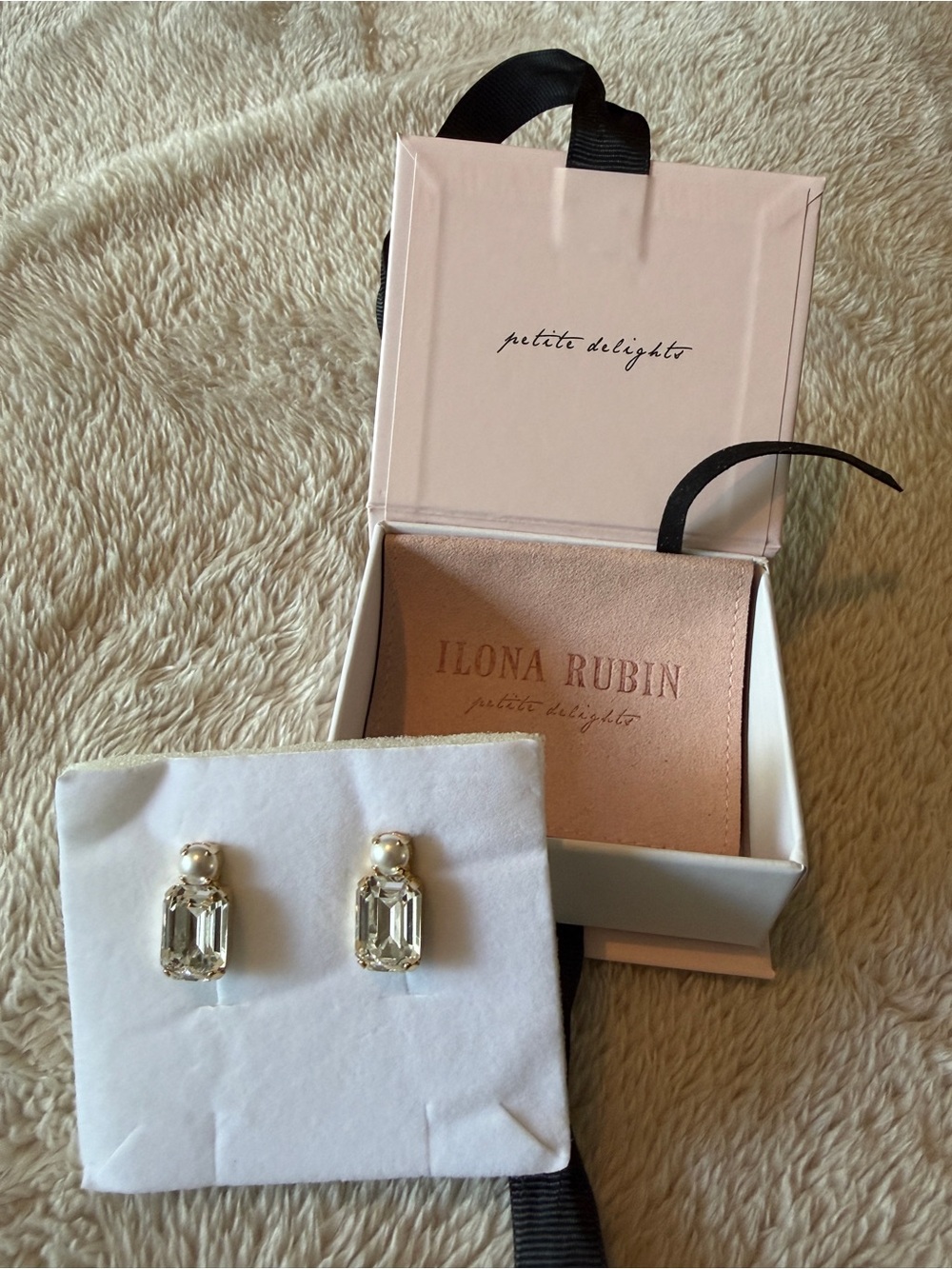 Bridal Gold-Tone Clear Crystal Earrings Emerald Cut